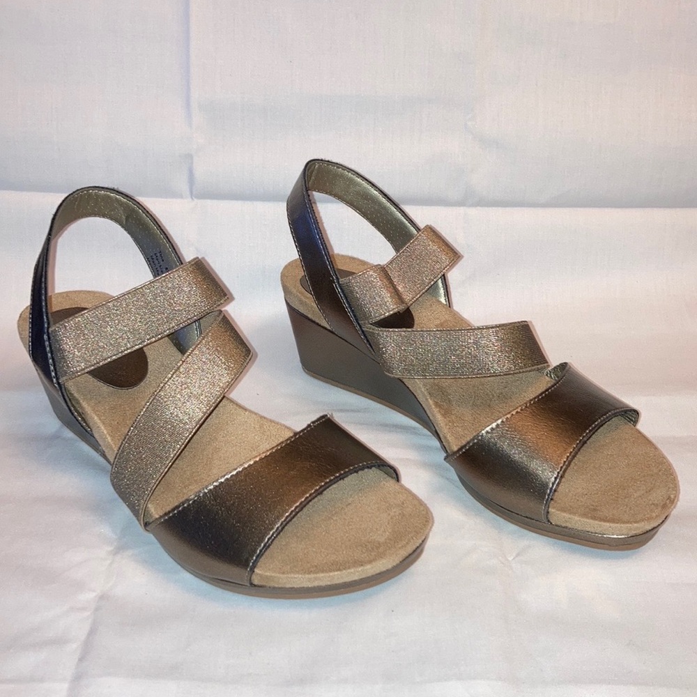 Macy’s Gilded Gold Wedge Sandals